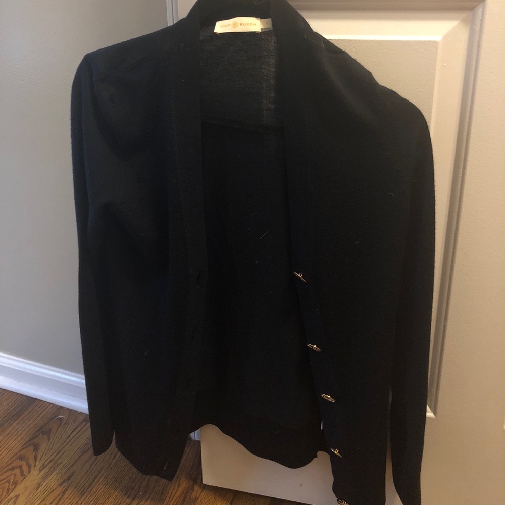 Tory Burch lightweight navy cardigan sweater